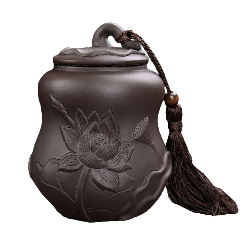 14 * 10CM Barattoli in Ceramica di Loto con Coperchi Barattoli ermetici in Ceramica per tè e caffè Barattoli per Zucchero in Porcellana Vintage in Argilla Viola
