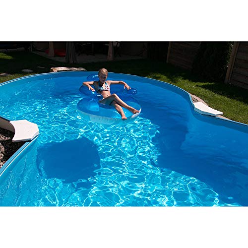 Planet Pool Stahlwandpool Set achtform Cannes 625x360x150cm, Stahl 0,8mm weiß, Folie 0,6mm blau, Einhängebiese – Bild 3