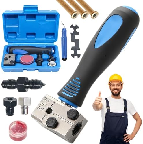 Universal Car Brake Line Flaring Tool Kit, 3/16 Inch Brake Flare Tool Kit, Handheld Brake Line Flare Tool Set for Tubing, Brake Fuel Line Repair for Cars, Trucks & Motorcycles