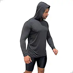 Camisa Térmica Masculina COM CAPUZ Proteção Uv50+ Unissex Para Trabalhadores Cinza G
