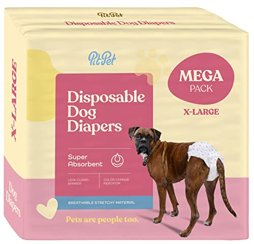 Comfortable Female Dog Diapers - 24-Pack Super Absorbent Disposable Doggie Diapers - Flashdry Gel Technology & Wetness Indicator - Leakproof Diapers For Dogs In Heat, Excitable Urination, Incontinence #TOP18