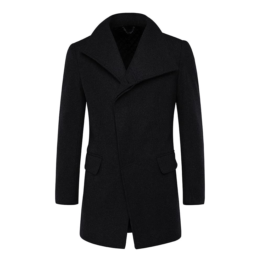 Allthemen Trench da Uomo Colletto alla Coreana Cappotto di Casual Lana Coat Lungo Invernale Cappotto Monopetto