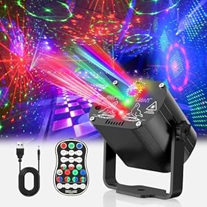 Tyonto luces discoteca, proyector Luz Fiesta ambiente karaoke Música con 60 Patrones Diferentes, Remoto USB 2M para Familiar, Discoteca Club Boda colores estroboscopicas luces habitacion de discoteca