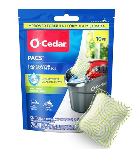 O-Cedar PACS Hard Floor Cleaner, Crisp Citrus Scent 10 Count