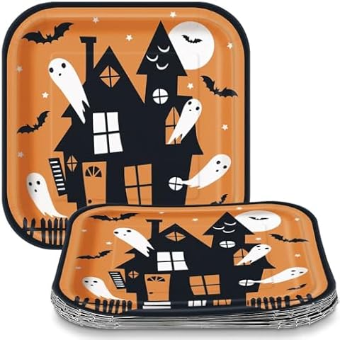 Unique 23395 Square Halloween Party Plates Cover