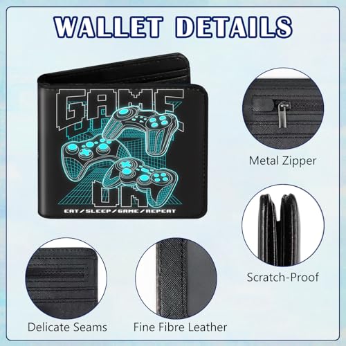Kids Wallet for Boys Teen, Cool Boy Wallet for Kids Age 6-8 9-12 12-14, Funny Bifold Leather Purse, Small Wallets with Coin Pocket for Childrens Birthday Christmas Gifts4