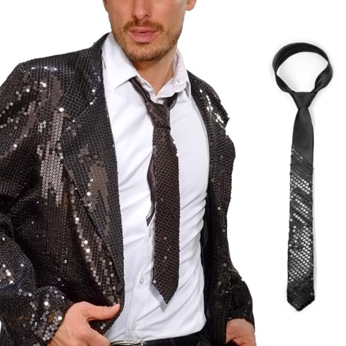 NiceYnn Cravatte skinny con paillettes da uomo, cravatta formale da 5,1 cm, cravatta unisex glitterata scintillante da annodare per danza, Halloween, cosplay, feste, spettacoli di magia, costumi da