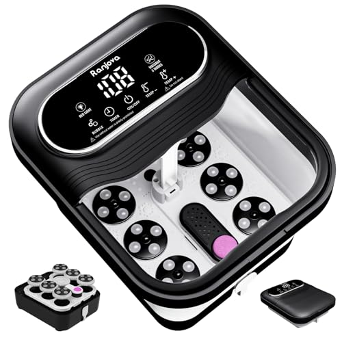 Ranjova Collapsible Foot Spa Electric Rotary Massage, Foot Bath with Heat, Bubble,Temp Control, and...