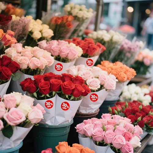 Tinoaly 1000uds Pegatinas de 30% Descuento, Pegatinas Redondas de 25mm Autoadhesivas 30 Porciento Descuento Etiquetas Promoción Prácticas Venta para Tiendas Minoristas Supermercados (Rojo) - imagen 7