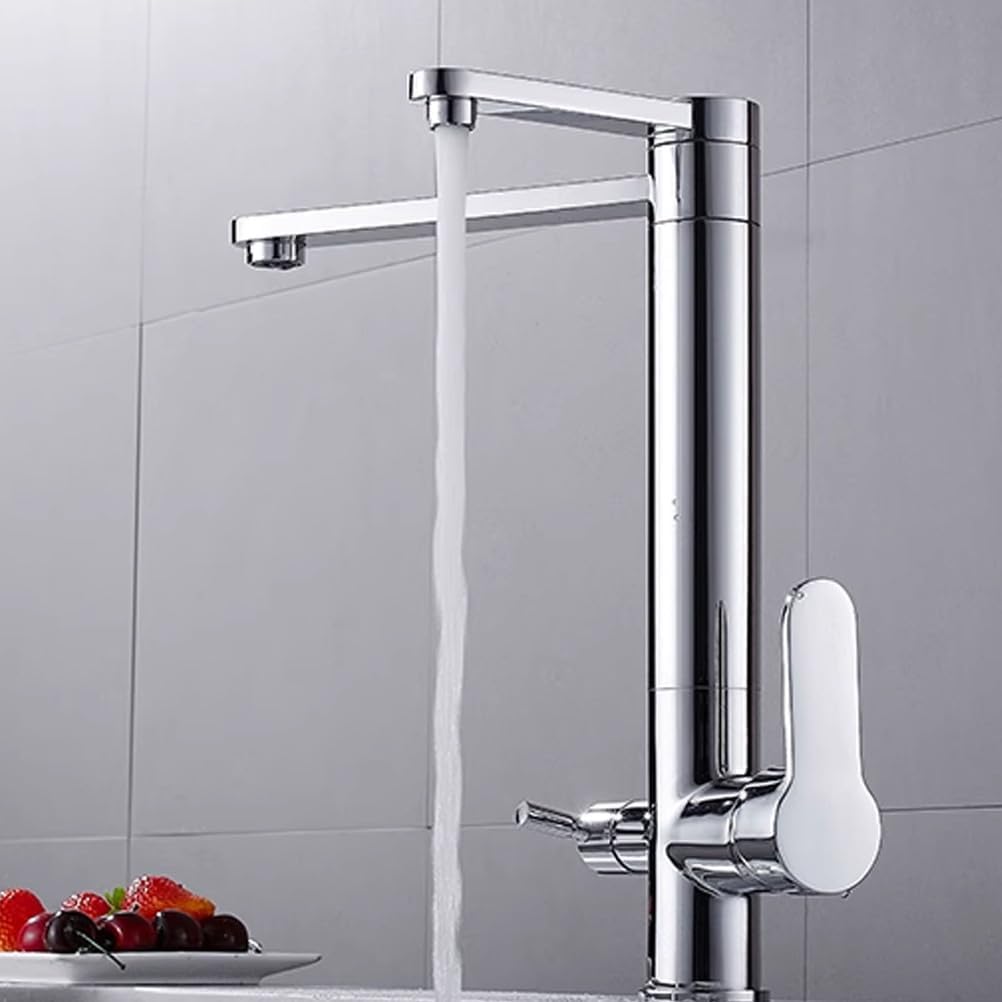lamp Way Filter Rotatable Bathroom Kitchen Cold and Hot Water Supply, 2 Lever Brass Basin Faucet lamp