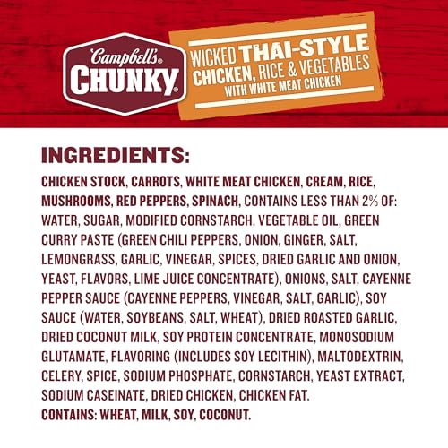 Image of Campbell's Chunky Wicked Thai-Style Chicken, Rice & Vegetable Soup, 18.6 Oz