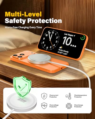 Magnetic Wireless iPhone Charger Fast Phone Charger with Kickstand, 6FT 25W Fast Phone Charging Pad Wireless Magnetic Charge for iPhone 17/17Air/16 Pro Max/16 Plus/15 Pro Max/AirPods3/2/Pro White — view 4