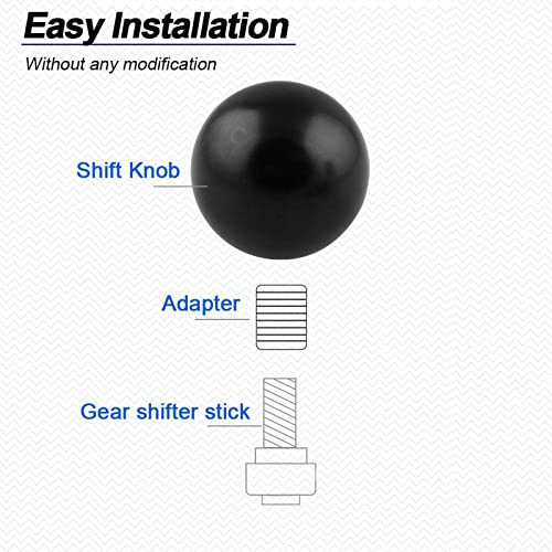 Ryanstar Racing SK113-BK Ryanstar Shift Knob Adapter Kit Universal Car Gear Shifter Lever Round Ball Shape Black thumb #3