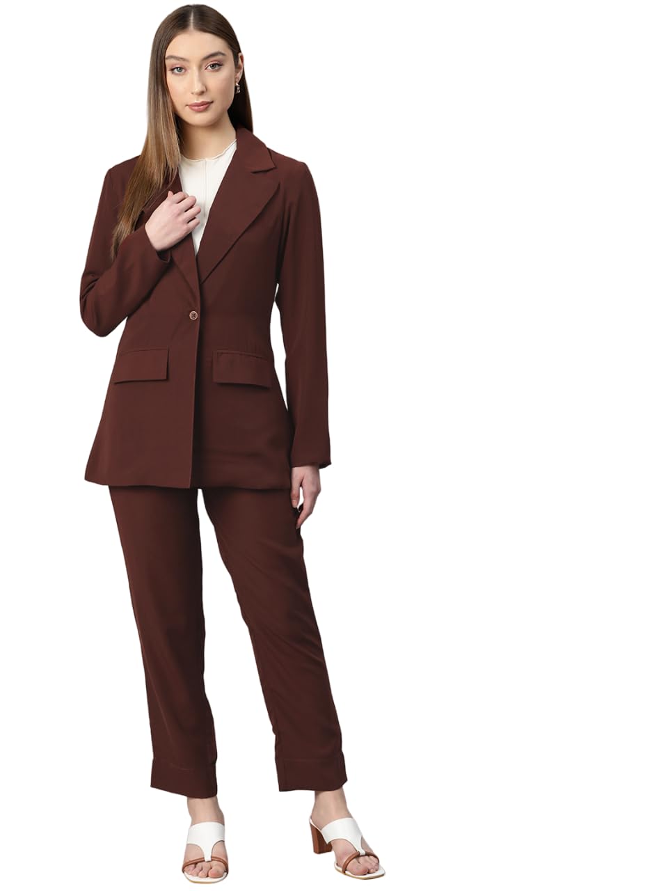 cottinfab Solid Maroon Lapel Collared Blazer-picture-27