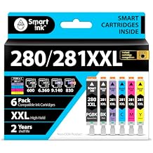 Smart Ink Compatible Ink Cartridge Replacement for Canon PGI-280XXL CLI-281XXL PGI 280 CLI 281 to use with Pixma TS9120 TS8320 TS8220 TS8120 PGBK & BK/C/M/Y/PB 6 Combo Pack