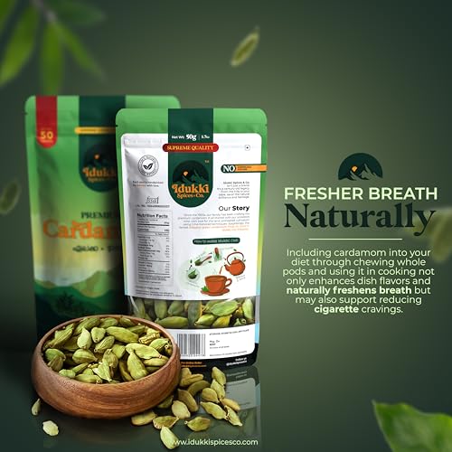 Image of Idukki Spices & Co. Premium Green Cardamom Whole | 8mm Supreme Quality | Hari Elaichi - 50gm