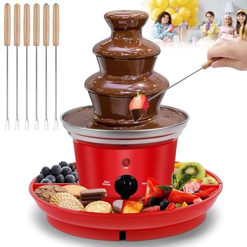 Mini Chocolate Fountain,Electric 3-Tier Chocolate Melting Fondue Set with Removable Serving Tray,Hot Melting Pot Base, for Wedding, Home Gathering, Parties