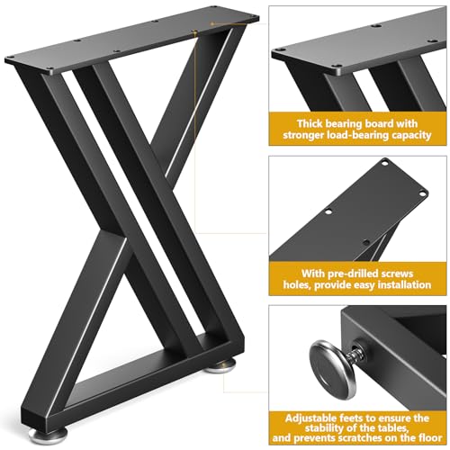Image of 16 inch Metal Coffee Table Legs, Sturdy Black Bench Legs, Suitable for DIY Furniture Legs, Dining Tables, End Table, Chair, Desks, and Benches - 40 cm H x 30 cm W, Set of 2 (16 inch Y-Type)