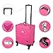 BYOOTIQUE Pink Rolling Makeup Train Case for Artist Beauty Trolley Cosmetic Organizer Box Handle Mirror w/ 4 360-degree Wheels Waterproof