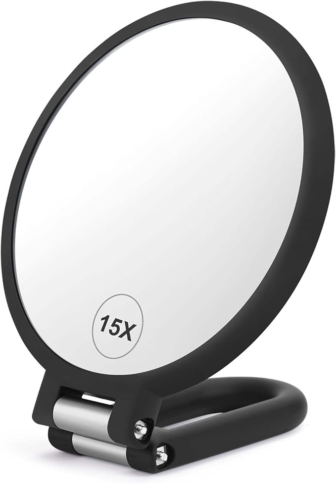 CLSEVXY Magnifying Handheld Mirror Double Sided, 1X 15X Magnification