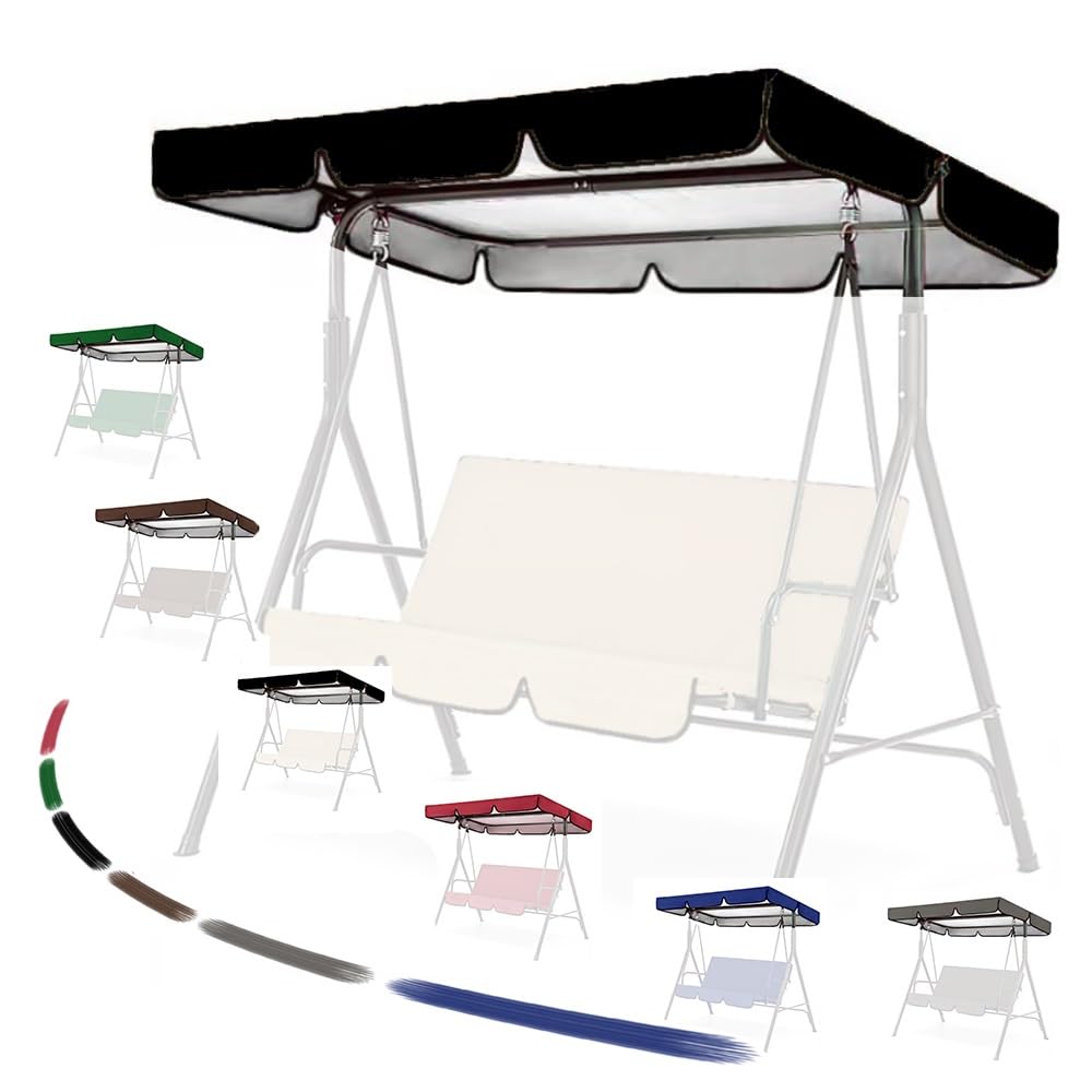 OPOLDBDMAC Patio Swing Cover 78x57in 98x73in Replacement Canopy For Outdoor Swing，Glider Swing Sunshade Top Thickened Oxford Hammock Cover Top Waterproof Windproof(Black,74.8x52in-190x132cm)