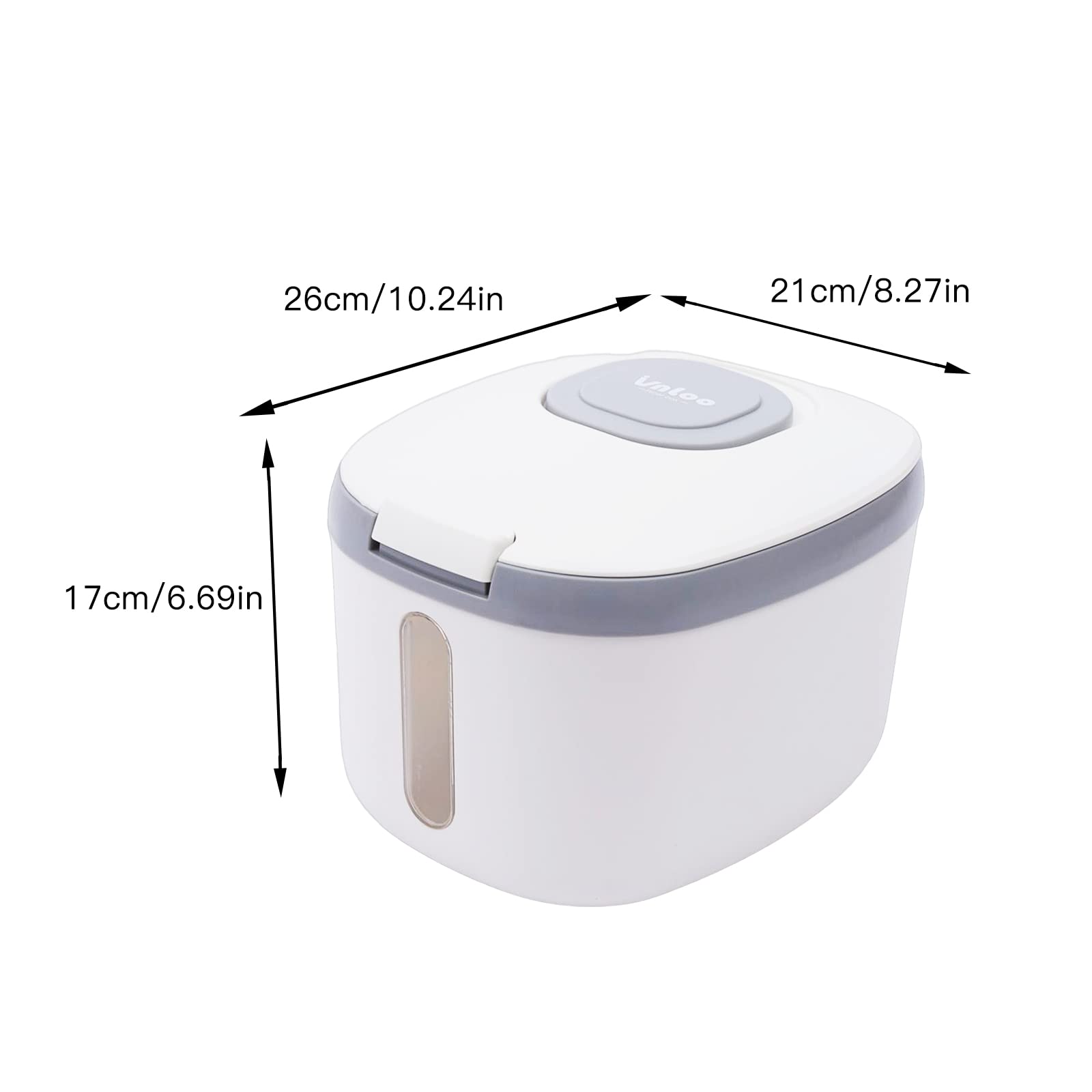 Recipiente hermético de 5 kg, dispensador de arroz con tapa y vaso medidor, caja de almacenamiento de cocina, para arroz, cereales, pasta, harina (gris, 5 kg)
