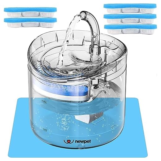 2L bebedouro de água para gatos bebedouros de animais com bomba inteligente para gatos, cães e animais de estimação múltiplos com 5 filtros