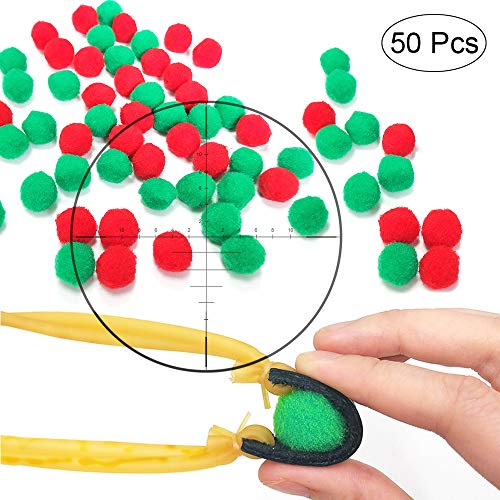 TOPRADE Red & Green Felt Ball/Fuzzy Ball Cotton Pellets Slingshot Ammo Safe Children