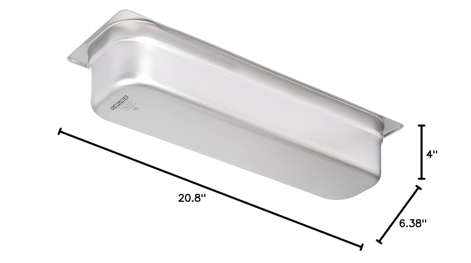 Carlisle FoodService Products CFS 60700HL4 DuraPan Light Gauge Stainless Steel Long Half-Size Food Shotgun Pan, 4" Deep (Pack of 6)
