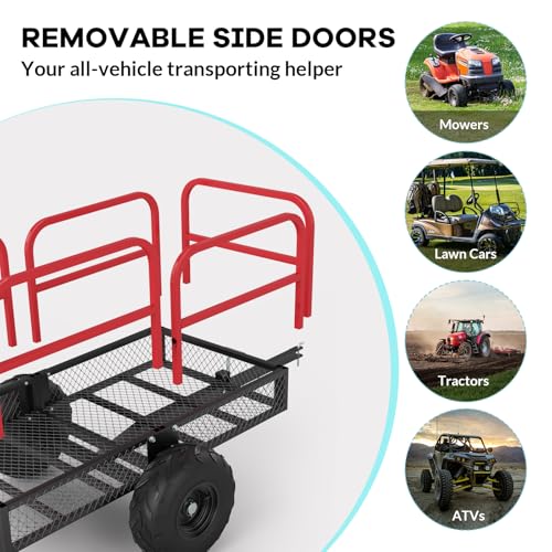 TrailBlaze Carretilla Utility Dump Trailer de acero para ATV con capacidad de 1700 lbs, remolque con lados removibles y llantas de 16" rojo y negro miniatura 6