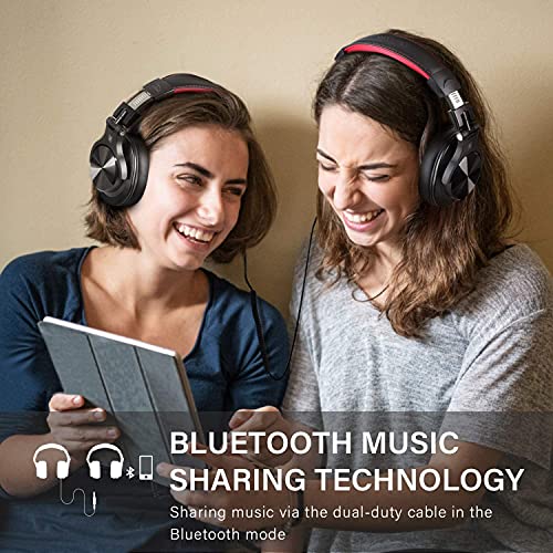 OneOdio A70 Cuffie Bluetooth Over Ear, Cuffie Cablate e Wireless Stereo con Microfono, 72 Ore di Riproduzione, CVC 8.0, Jack 3,5 mm e 6,35 mm, Pieghevole, Cuffie per DJ, Chitarra, Cellulare, PC, Rosso - Image 6