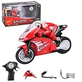 Domiuie Mini RC Motorcycle for Adult, 2.4G Electric Remote Control Drift Motorcycle, Simulation RC Stunt Jump Racing Vehicle Model with High Speed