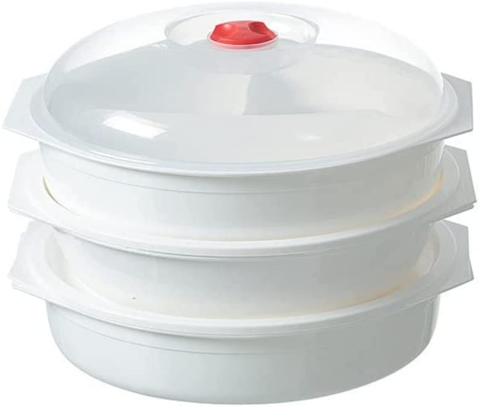 Baot8ylu White Microwave Plate With Lid, Bpa-Free, Dishwasher, Freezer Safe, 3 L, /Clear (3 Pieces)