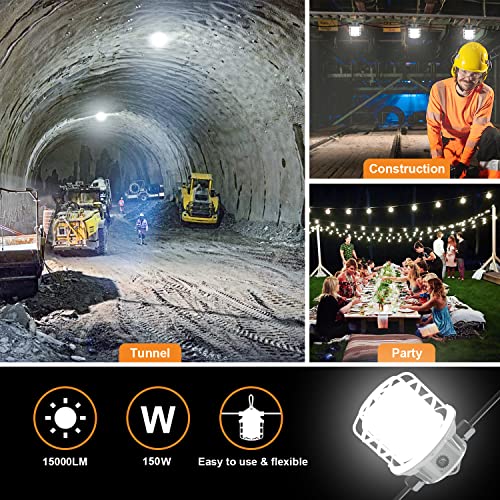 Ns 100Ft Led Construction String Lights, 150W 15000Lm Led String Work Lights, Temporary Work Lights Linkable Industrial String Work Lights With Hook For Jiobsite, Outdoor Lighting (10) #TOP6
