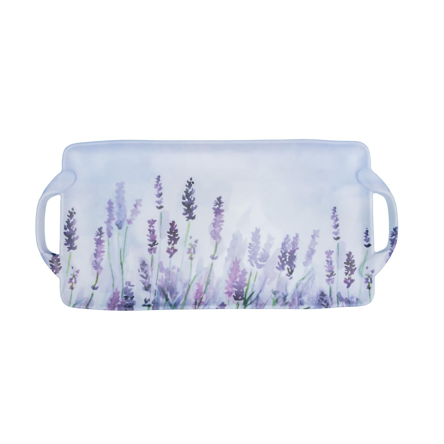 Boston International Decorative Melamine Serving Tray with Handles, Large 18" x 8.75", Lavender