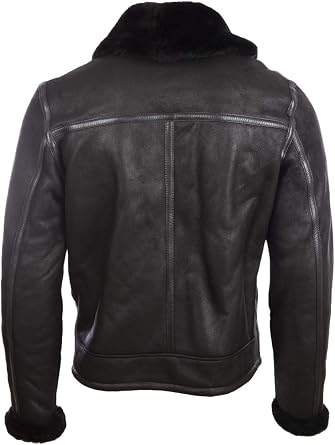 Aviatrix Men's Real Leather Shearling Fashion Jacket with Shawl Collar (OBRS)