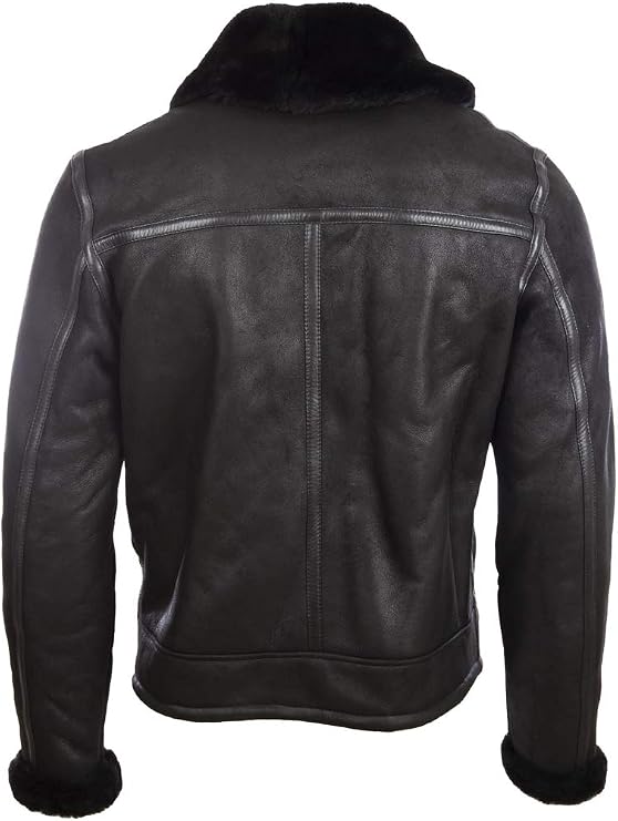 Aviatrix Men's Real Leather Shearling Fashion Jacket with Shawl Collar (OBRS)