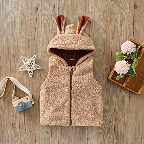 Girls Fleece Hooded Vest Kids Cute Sh𝐞rpa Trendy Winter Hoodies Boys Sleevless Shaggy Casual Jackets for Toddler2