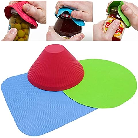 Jar Gripper, Multi Purpose Reusable Rubber Gripper Jar Opener Gripper Rubber Jar, Multi Purpose Bottle Lid Openers Fit for Most Bottles, Set of 3 Cover
