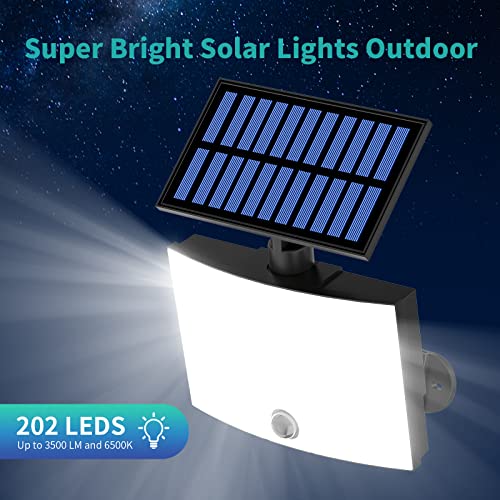 Adiding Solar Outdoor Lights, 3500Lm 202 Led Flood Lights Outdoor, 3 Modes Motion Sensor Outdoor Lights With Remote, Wide Lighting Angle Ip65 Waterproof Solar Security Lights With 16.4Ft Cable(2 Pack) #TOP1