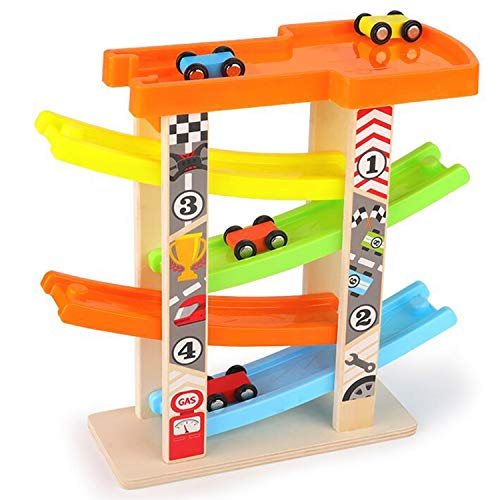 Boxgear Car Race Track for Toddler â€“ Slide Car Ramp â€“ Sturdy and Durable â€“ STEM Toys to Enhance Cognitive and Socializing Skills â€“ Portable and Convenient Race Ramps â€“ Toddler Gift (4 Slides)