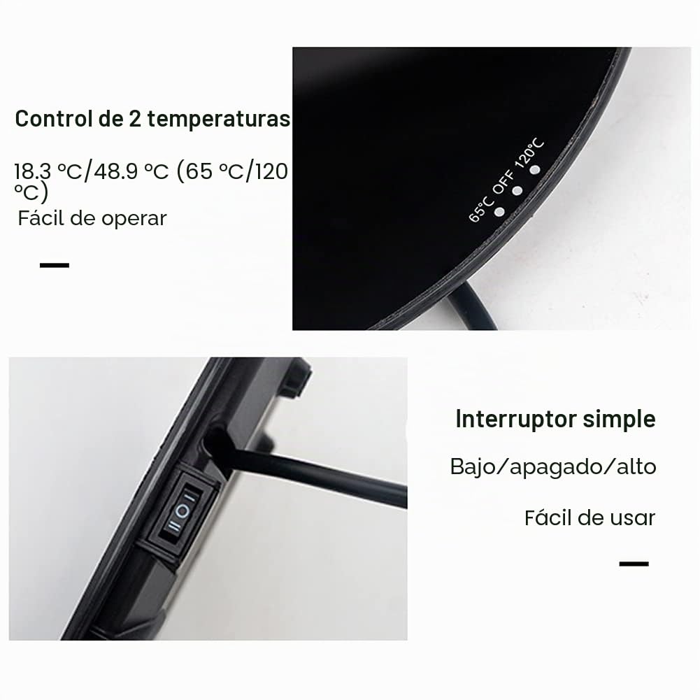 FacilBuy Calentador de Platos Eléctrico, Calientaplatos, con 2 Controles de Temperatura (65 ° C / 120 ° C), Bandeja Redonda para Servir Calentador de Alimentos, para Bufés, Cocinas, Cenas en Casa