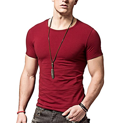 Wiekose Gym Mens Short Sleeves T-Shirt Crew-Neck