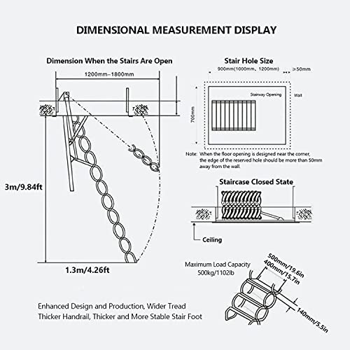 Ceiling Attic Telescopic Ladder Pull Down Non-Slip Alloy Step Ladders Invisible Folding Ladder For Home Attic Ladder #TOP3