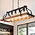 DWVO Chandeliers for Dining Room, Rustic Farmhouse Island Light Fixture, Black and Retro Wood Finish, 5-Light Linear Industrial Pendant Kitchen Ceiling Lights