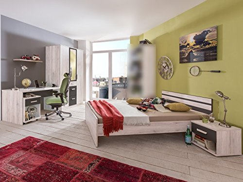 Preisvergleich Produktbild Jugendzimmer Cariba Komplett Verschiedene Ausführungen Kinderzimmer Möbel (Jugendzimmer Cariba 5 teilig, Weißeiche)
