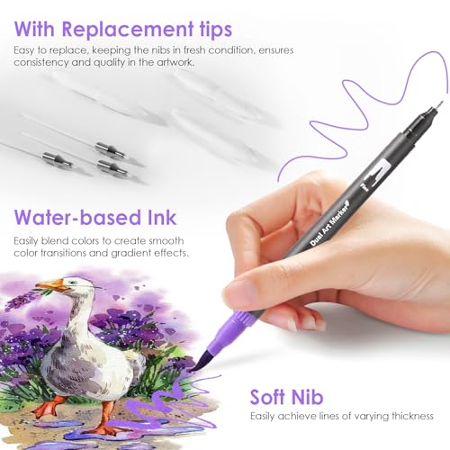 TOSHARE 72-Color Double-Tip Brush Marker Set