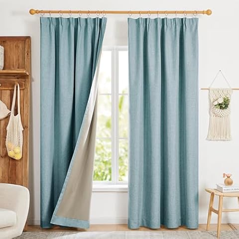 Deconovo Turquoise Blackout Pencil Pleat Curtains Cover