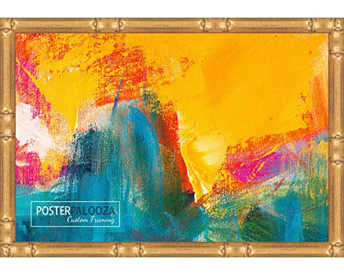 Poster Palooza 11X14 Frame Gold Bamboo Wood Picture Frame - Uv Acrylic, Foam Board Backing & Hanging Hardware Included #TOP7