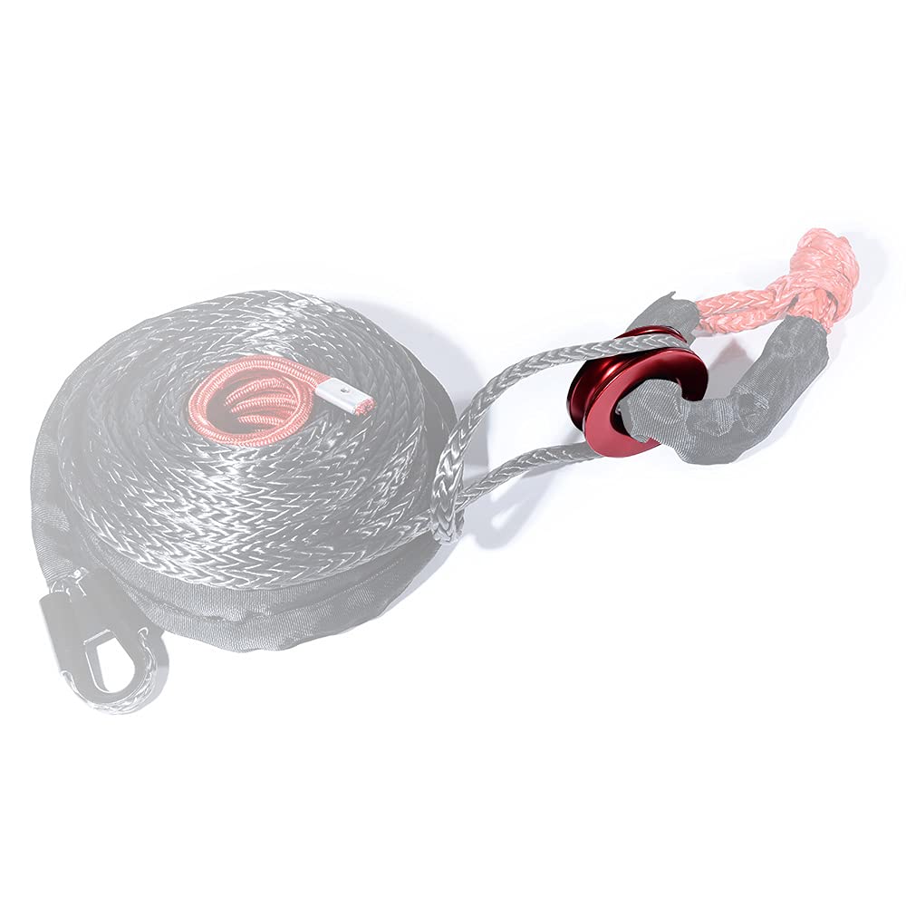 AutoXcessori 10PCS Red Anodized Aluminum Recovery Ring Snatch Block Pulley Roller Towing 41,000LBs for 3/8 inch 1/2